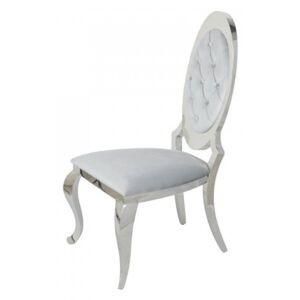 Krzesło glamour Victoria Silver - nowoczesne krzesło pikowane guzikami