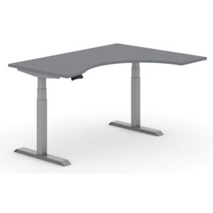 Stół z regulacją wysokości, elektryczny, 625-1275 mm, ergonomiczny prawy, blat 1600 x 1200 mm, antracyt, szary stelaż