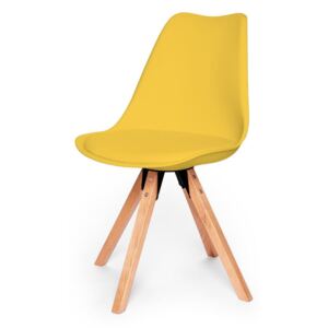 Żółte krzesło z konstrukcją z drewna bukowego loomi.design Eco