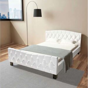 Łóżko z materacem, białe, 140x200 cm