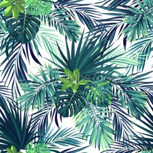 Fototapeta liście dżungla niebiesko zielone kolory jednolite