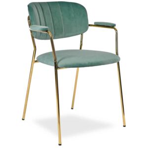 Krzesło BELLA miętowy aksamit - złote nogi