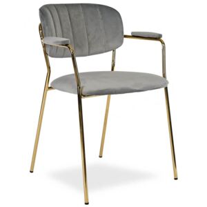 Krzesło BELLA szary aksamit - złote nogi