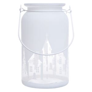 Biały świecznik szklany Ewax Village, ⌀ 10 cm