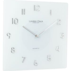 Zegar Square Glass biały