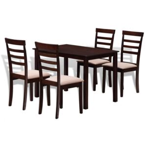 Zestaw do jadalni: stół i 4 krzesła, brązowo-kremowy
