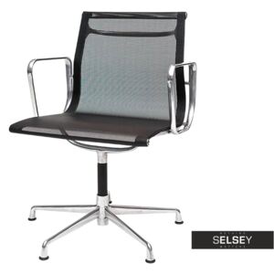 Fotel biurowy inspirowany EAMES 108 czarny, siatka mesh + chrom