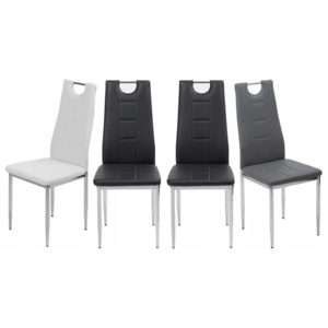 4 krzesła tapicerowane k1 białe z rączką nogi chrom