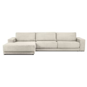 Beżowa sztruksowa XXL 5-osobowa sofa rozkładana Milo Casa Donatella, lewy róg