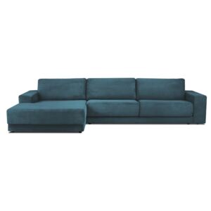 Niebieska sztruksowa XXL 5-osobowa sofa rozkładana Milo Casa Donatella, lewy róg