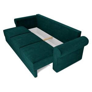 Kanapa sofa Sofia butelkowa zieleń angielski styl welur francuski sprężyny