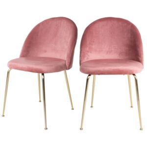 SELSEY Zestaw dwóch krzeseł tapicerowanych Rallsy różowe na złotej podstawie