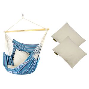 Fotel hamakowy z poduszkami HP, niebiesko-biały Bench De Luxe + HP - 209
