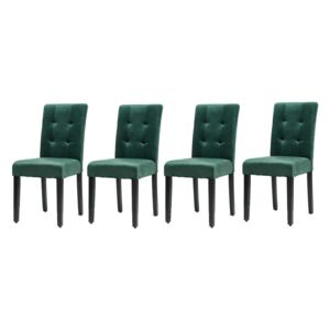 Krzesło Tapicerowane Drewniane Dx17-1 Welur Zielony - 4 Sztuki