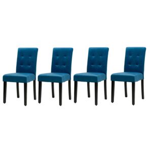 Krzesło Tapicerowane Drewniane Dx17-1 Welur Niebieski - 4 Sztuki