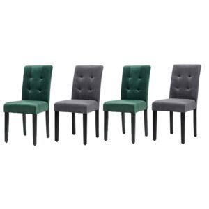 Krzesło Tapicerowane Drewniane Dx17-1 Welur, 2 X Zielony + 2 X Szary