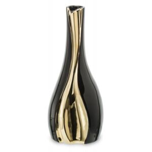 WAZON CERAMICZNY NOWOCZESNY CZARNY ZŁOTY 25x10