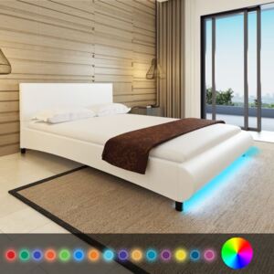 Łóżko z taśmą LED i materacem PERVOI, białe, 217x145x68 cm