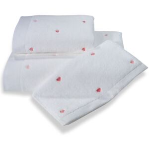 Mały ręcznik MICRO LOVE 32x50cm Biały / różowe serduszka