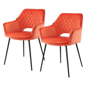 SELSEY Zestaw dwóch krzeseł tapicerowanych z podłokietnikami Meriva pomarańczowe