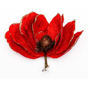 Sztuczny kwiat z klamrą 20,5x11cm - czerwony