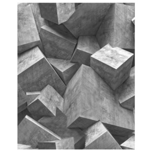 Tapeta flizelinowa 3D Blocks grafitowa L50509