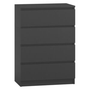 Komoda z 4 szufladami, czarna, 70x40x95,5 cm