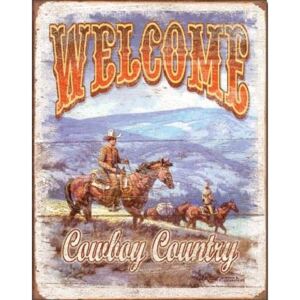 Metalowa tabliczka Welcome - Cowboy Country, (31,5 x 40 cm)