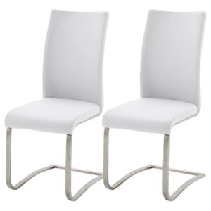 SELSEY Zestaw dwóch krzeseł tapicerowanych na płozach Trivoris białe